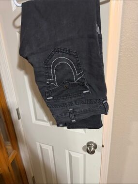 True Religion Black Jeans with White Logo Tag
